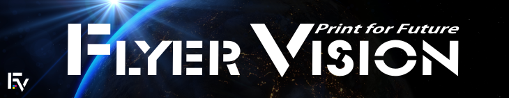 Logo von Flyer Vision mit futuristischem Schriftzug und blauer Lichtstrahlen.